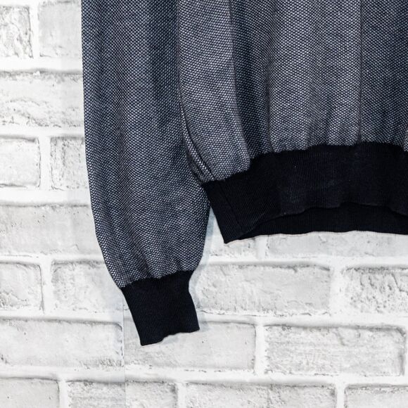 MELINDA GLOSS Paris Men's Vneck Pullover Sweater in blue knitt size Large - Picture 7 of 7